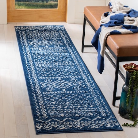 Safavieh 2 x 8 ft. Tulum Rectangle Power Loomed Area RugNavy & Ivory TUL268N-28